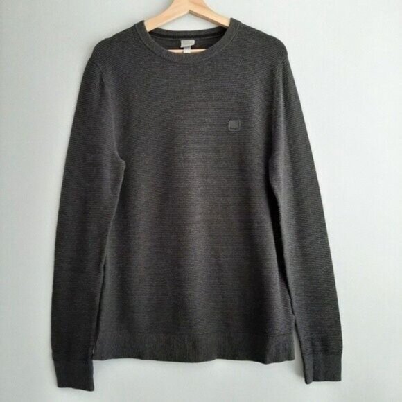 BENCH Crewneck Ribbed Sweater Textured Grey Men's Sz S - Picture 2 of 9